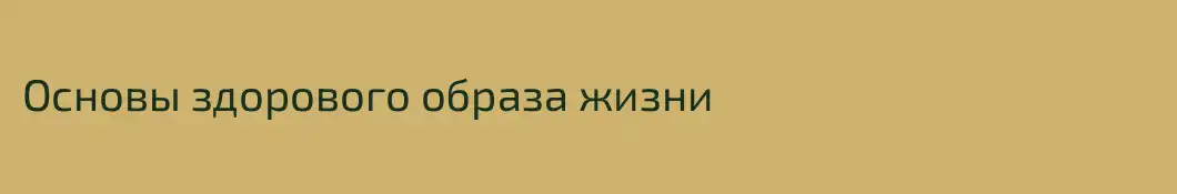 Основы здорового образа жизни